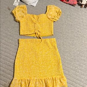 Yellow Floral  Dress Set